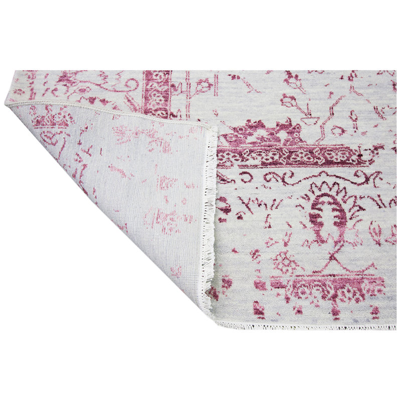 Oriental Area Rug in Silver, Rectangle 6' x 9'
