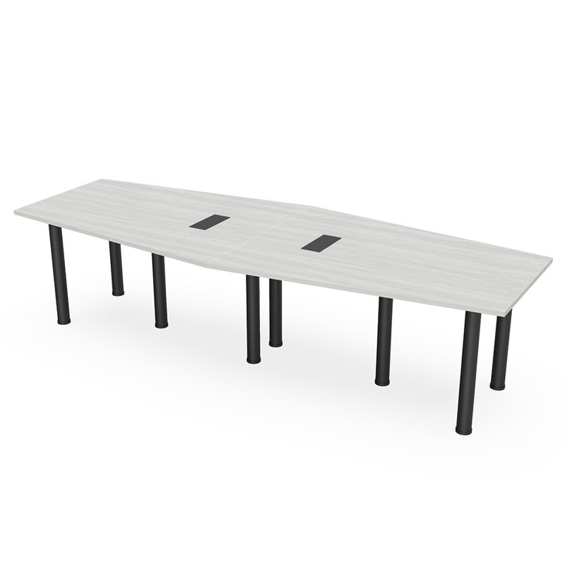 Pieds de table de conférence hexagonaux 10 pi, 30" H x 60" L x 36" W, Gris clair, Noir mat