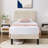 Twin Platform Bed Frame with Velvet Upholstered Headboard and Wooden Slats Support, Mattress Foundation/No Box Spring Needed-962680627-950659313
