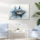 Minimalisme, requin bleu I, reproduction d'art sur toile