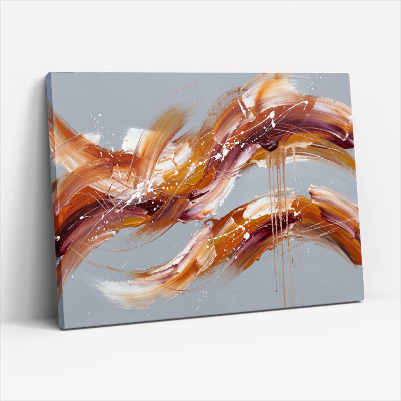 Ensemble de 1 tableau abstrait sur toile « Vagues », 16"H x 24"W, Wrapped Canvas