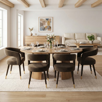 Ensemble de salle à manger extensible Modern 47 "à 83" avec fauteuils rembourrés en velours