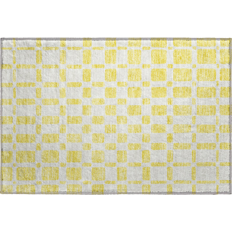 Premium Machine Washable Prisco Yellow Rug, Rectangle 1'8" x 2'6"