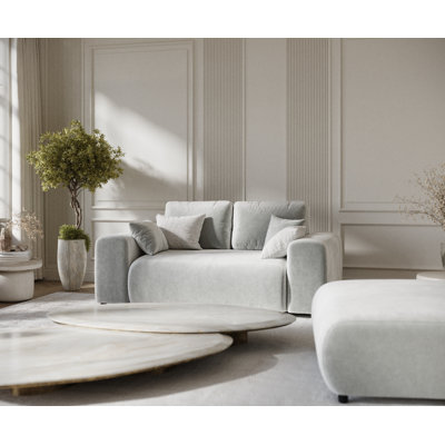 Two-seater square arms loveseat sofa