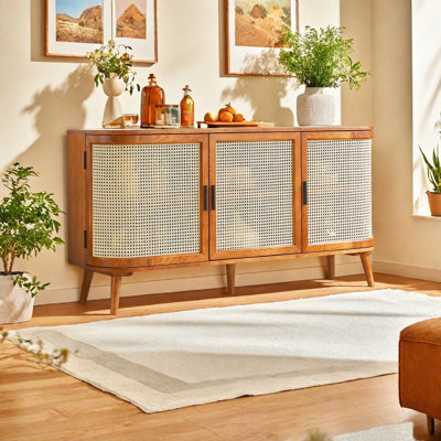 Armoire de rangement en rotin rétro