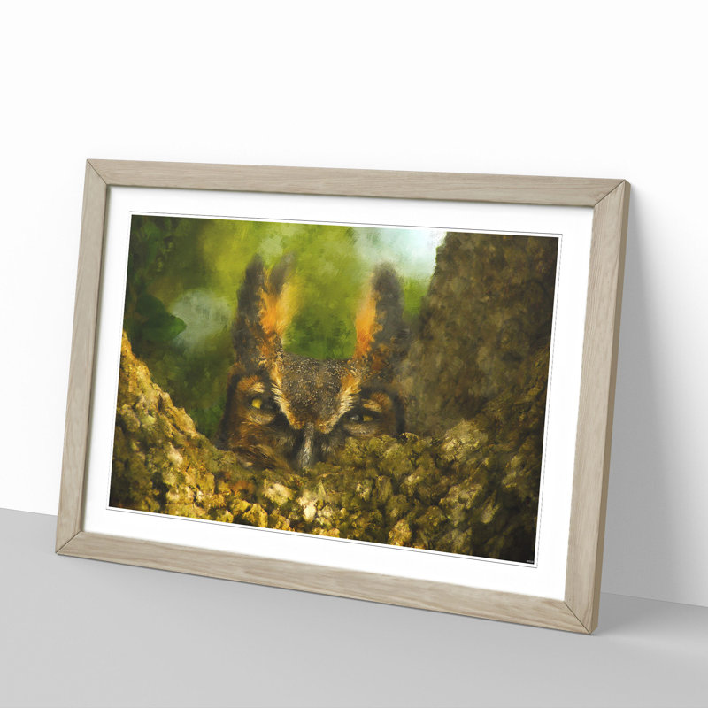 Great Horned Owl Vol.3 - Framed Print, Oak Framed, 27cm H x 36cm W x 2cm D