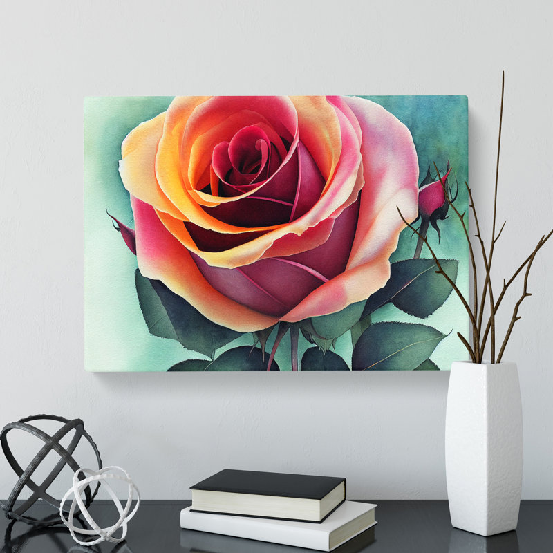 Magnificent Rose Flower - Wrapped Canvas Print, 40cm H x 60cm W x 3cm D