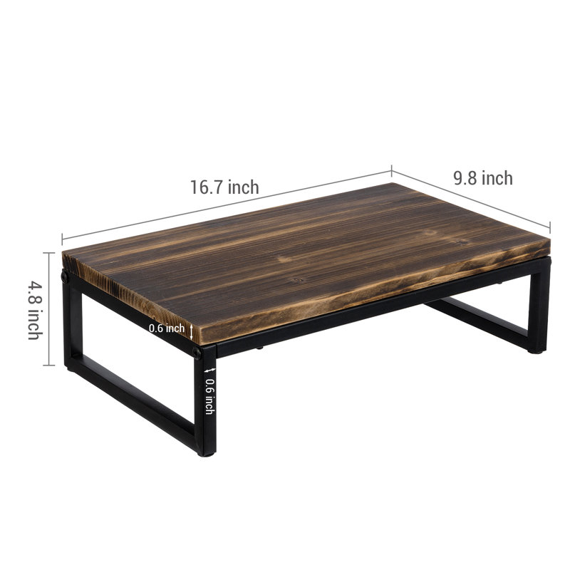 Solid Wood Computer Riser Monitor Stand, Dark Brown