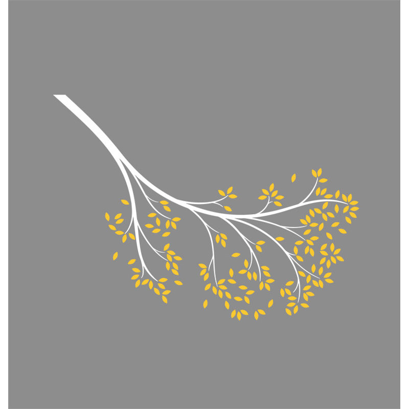 Décalcomanie murale branche atteindre, Blanc / Jaune