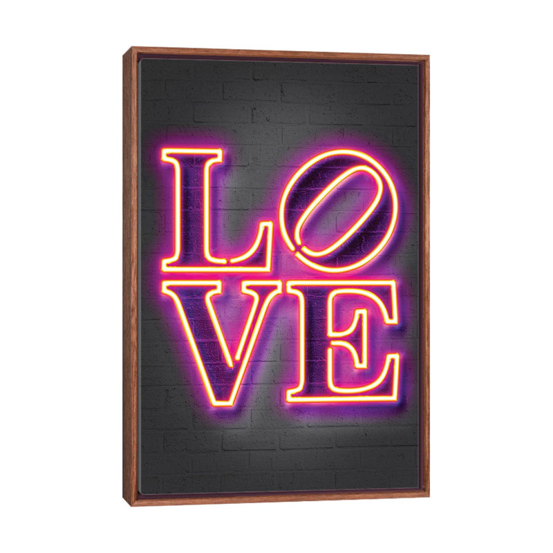 "Love" par Octavio Mielu-impression d’art textuel, Cadre bois classique, Pas de tapis, H 40 po x l 26 po x P 1,5 po