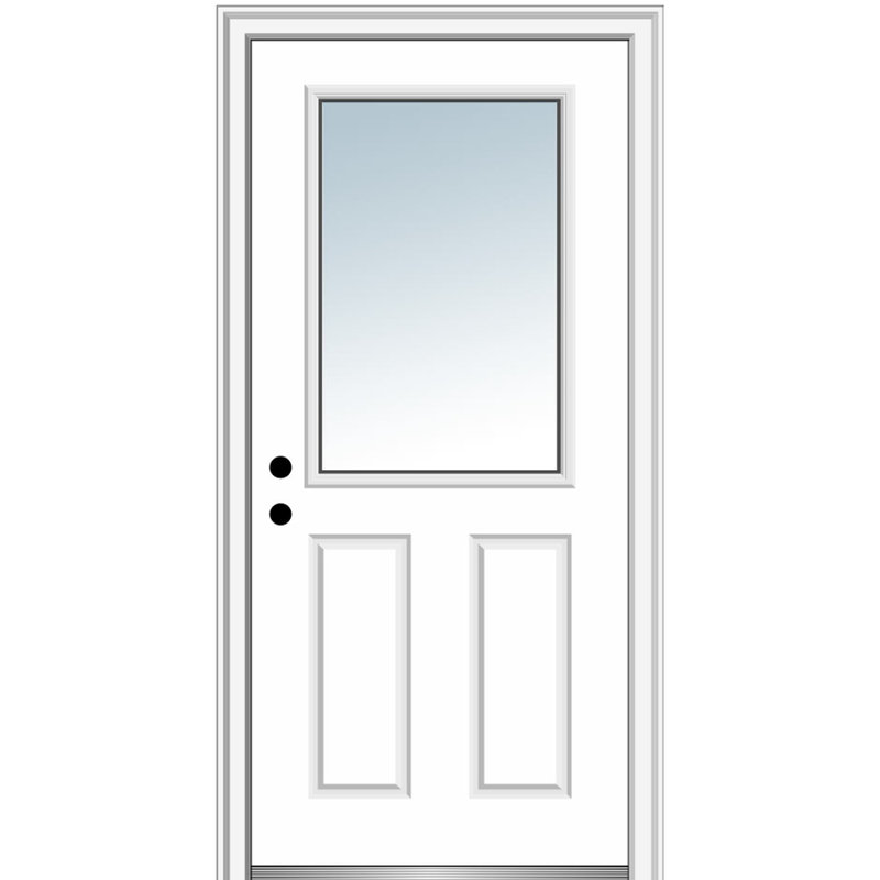 Portes d'entrée pré-montées en fibre de verre 2 panneaux Smooth 0,5 Lite, H 81,75 po x l 34 po x P 4,56 po