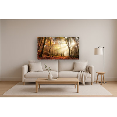 Sunlight in Woods Frameless Tempered Glass Wall Art - 40" x 60"