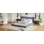 Structure de lit tapissier grand format en velours avec tête de lit capitonnée, conception moderne à profil bas, support de lattes robuste, pas de sommier tapissier, lit moelleux de luxe pour la chambre à coucher-131476043-131476042