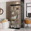 Cabinets, vitrine en verre trempé à double porte à 5 tablettes pour le salon, la chambre et le bureau | Noir | Verre
