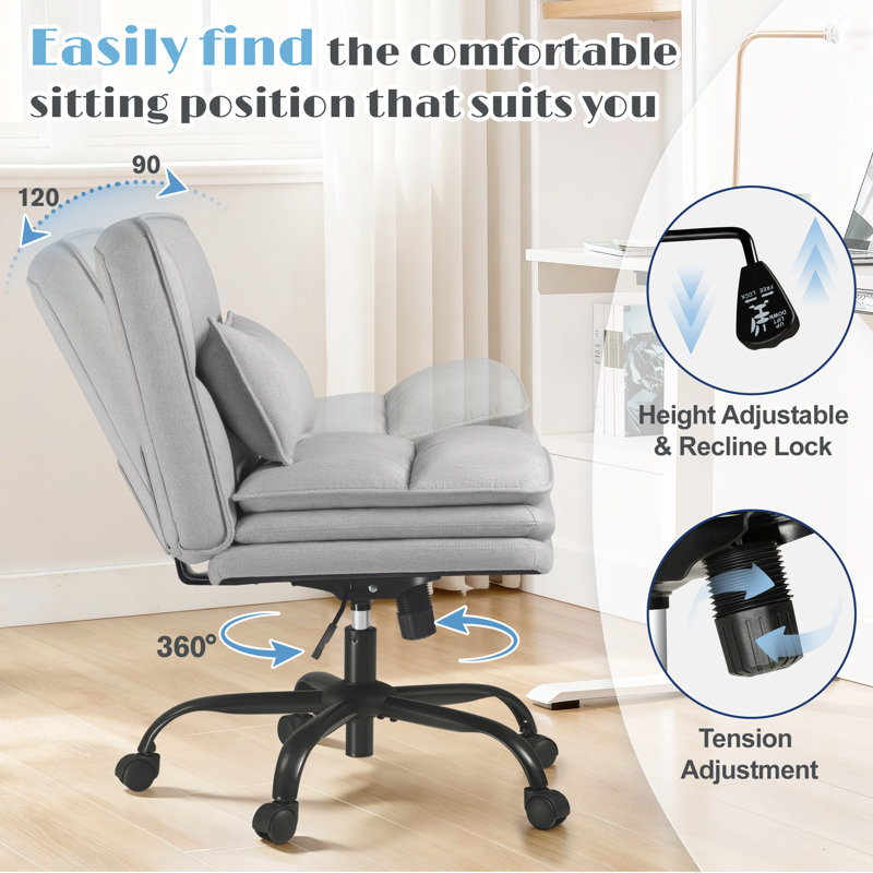 Chaise de bureau Criss, Tissu gris pâle