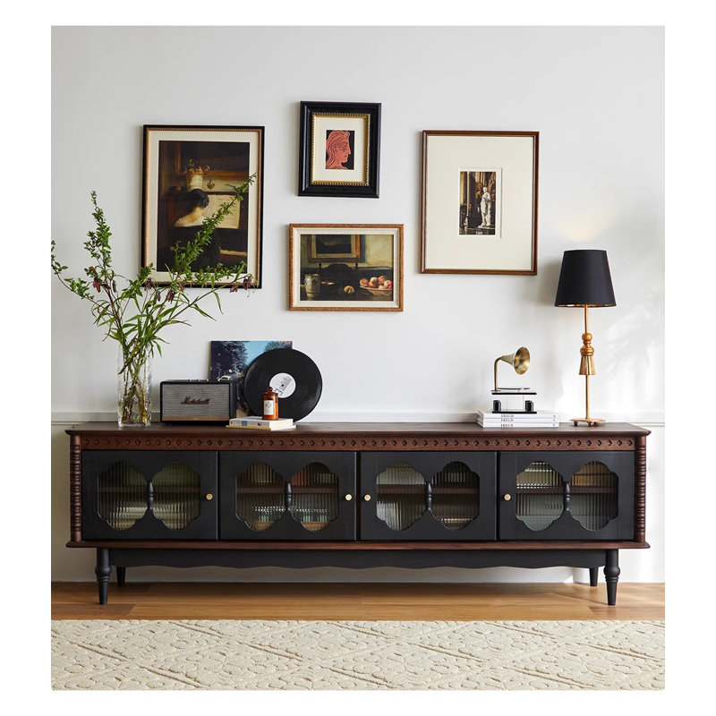 Meuble télé en bois massif Mid-Century