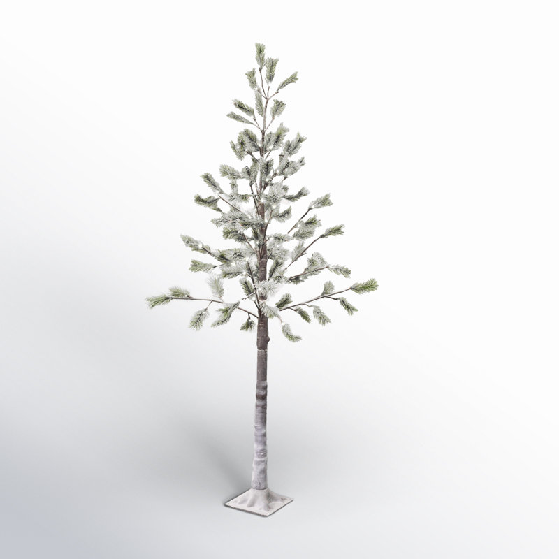 Lit Snowy Pruned Pine Tree; Multicolored, 6.1" H x 28" W x 28" D