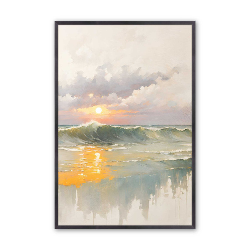 Golden Waves at Sunset I Print, 15.25" H x 12.25" W, Weathered Zinc