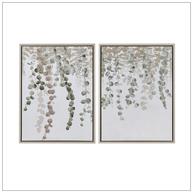 Ensemble de décoration murale en toile encadrée 2 pièces Eucalyptus