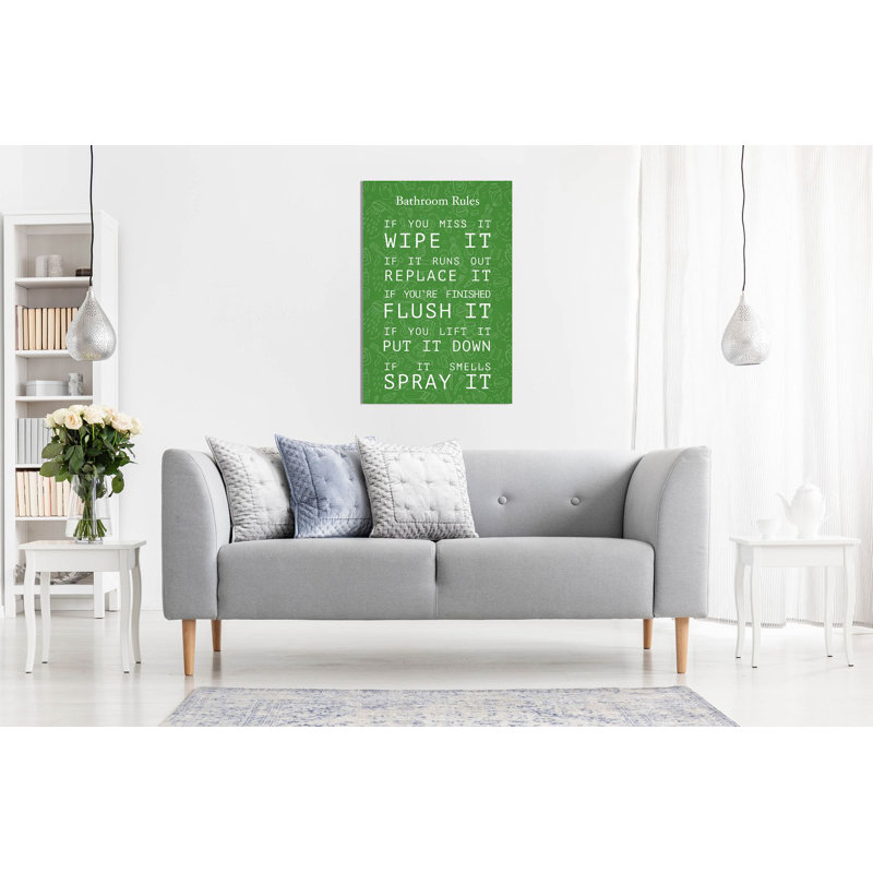 Bathroom Rules - Wrapped Canvas Print, 31cm H x 20cm W
