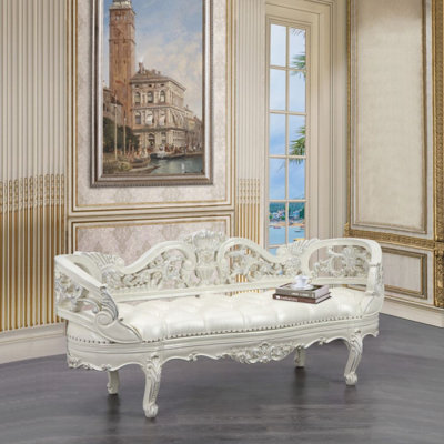 Transitional Bench With Antique White Finish