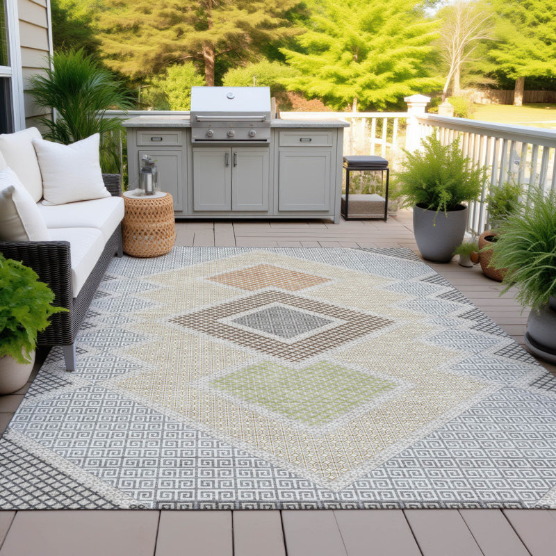 Tapis intérieur / extérieur lavable à la machine Xhevrie, Rectangle 2 pi 6 po x 3 pi 10 po