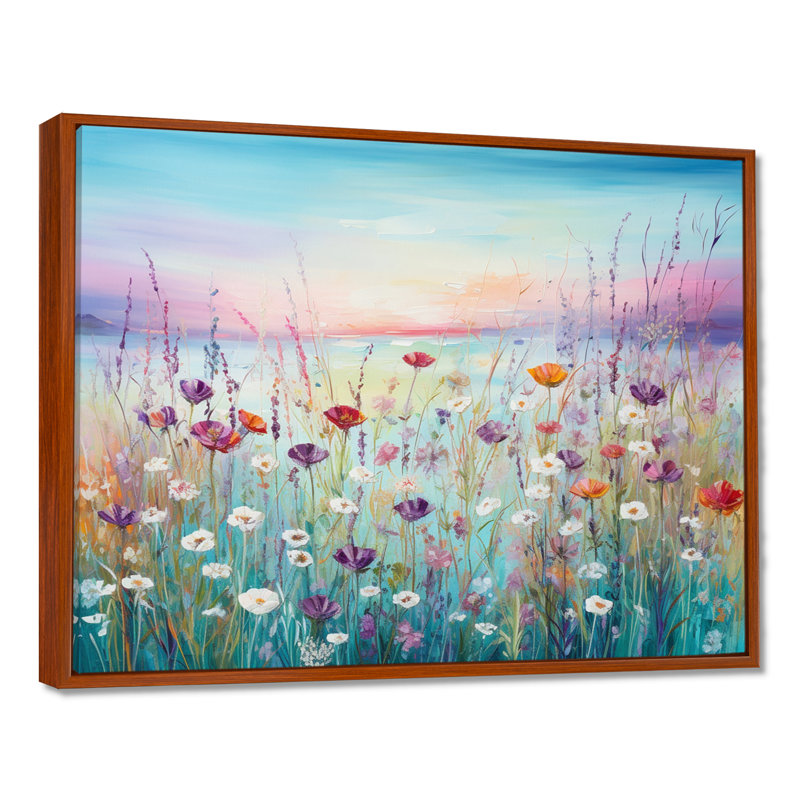 Fleurs sauvages Meadows II sur toile, H 16 po x l 32 po x P 1 po, Cadre flottant brun