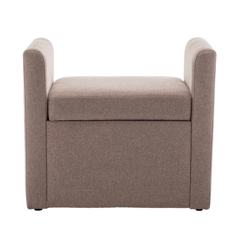 Upholstered Storage Ottoman Chair With Arms, 26" Multifunctional Accent Chair With Hidden Storage For Living Room, Bedroom, 2 Colors Available