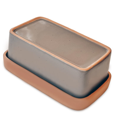 Two-In-One Butter Dish With Lid, Covered Butter Crock Container To Leave On Countertop - Large Storage Keeper/Holder For Kitchen, Gifts For Her, Butter Tray For Counter - Sesame Milk