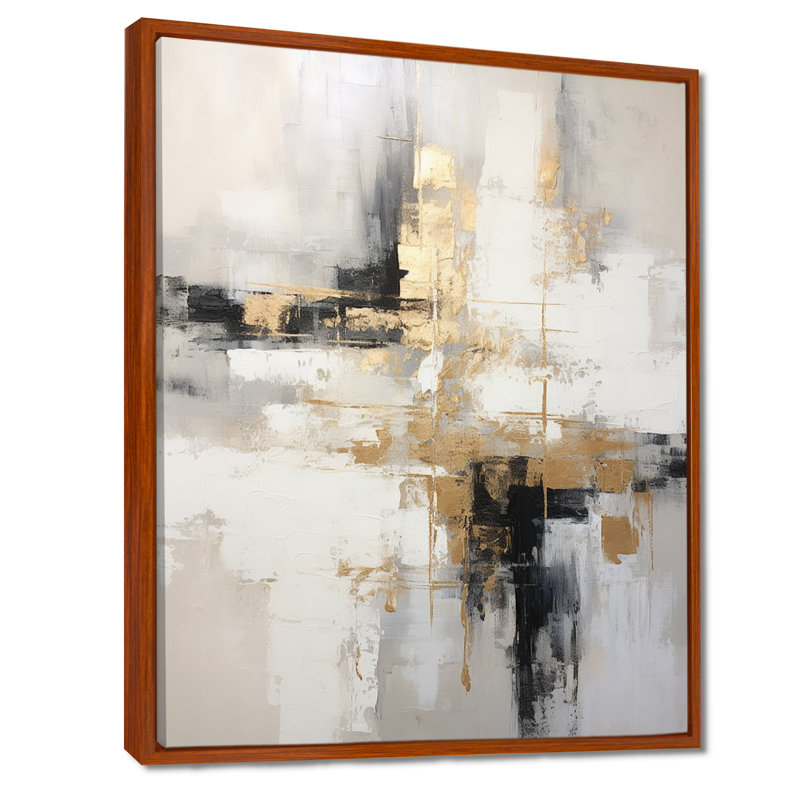 «Essential Bliss Minimalisme», peinture abstraite sur toile grise, H 44 po x l 34 po, Cadre flottant, Brun