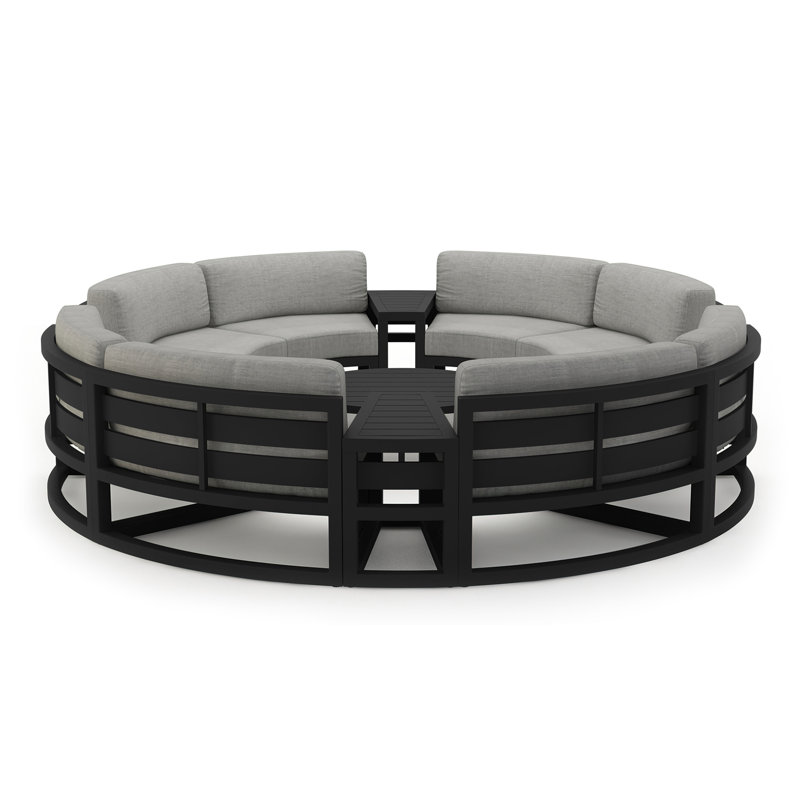 Ensemble de conversation modulaire avec coussins 7 pièces Bergeron, Argent coulé Sunbrella®, Noir