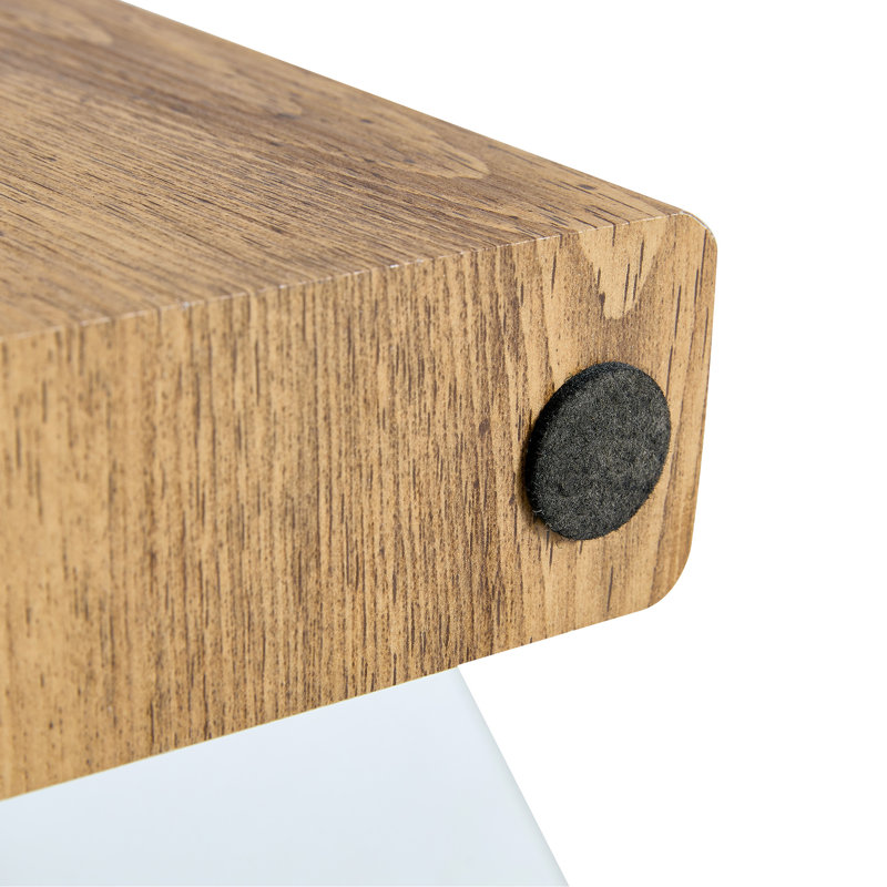 Harmonia 31" Pentagonal Coffee Table with Marble-Effect Top & Triangular Wood Base