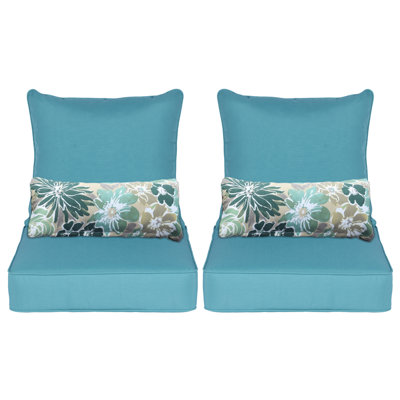 Lucy Outdoor Seat and Back Cushion（Set of 2 Seats, 2 Backs, 2 Pillows) by Trule