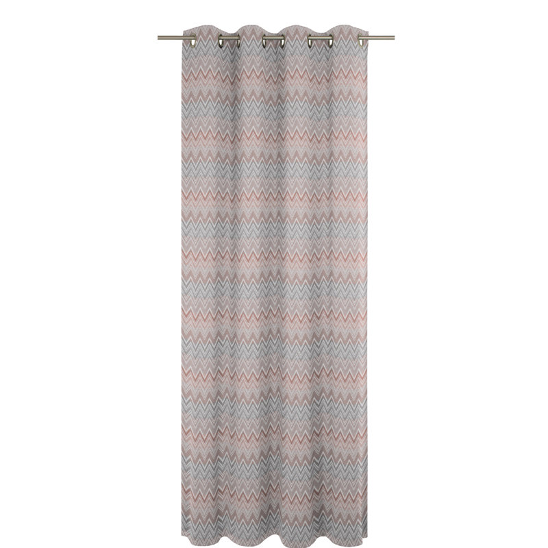 Kurtus Room Darkening Curtain Single Panel, 132cm Width x 145cm Drop, Pink/Light blue/Light grey