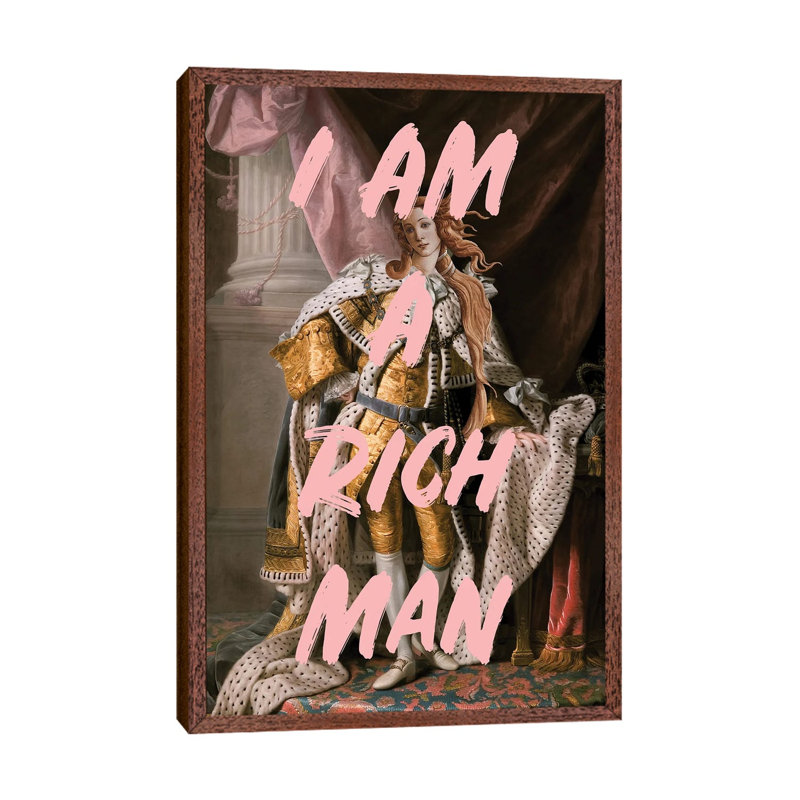 Rich Man - Print on Canvas, 101.6cm H x 66.04cm W x 3.81cm D, Classic Brown Wood Framed