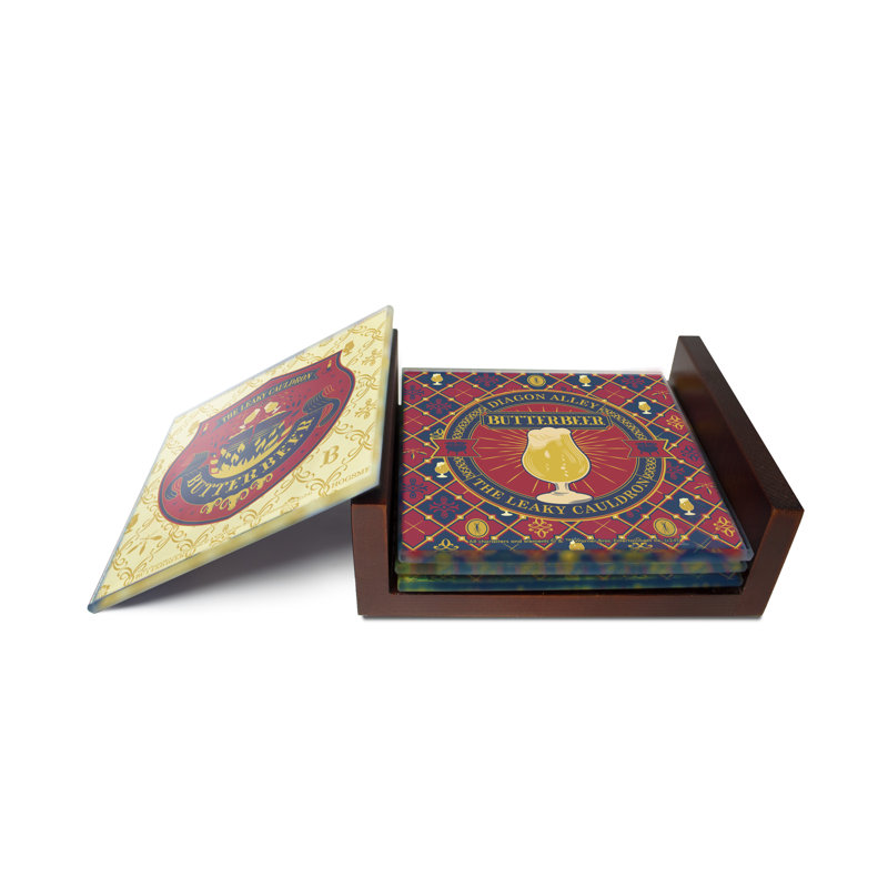 (Symbols) Starfire Prints Glass Coaster Set, Harry Potter/Butterbeer Season