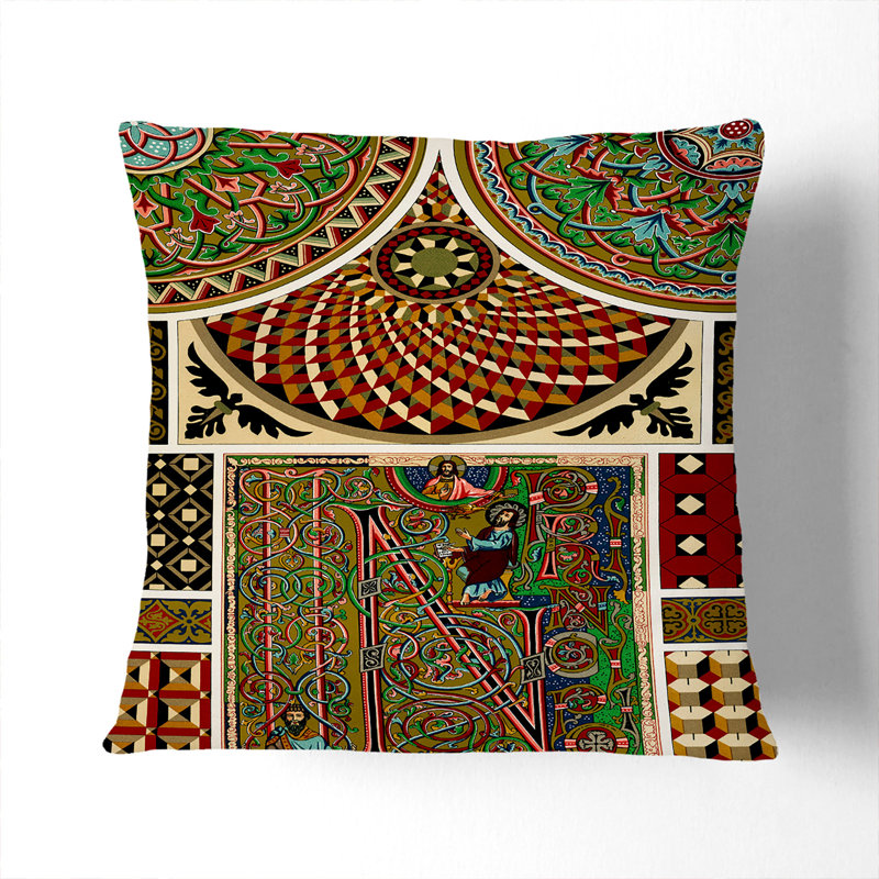 Geometric Square Throw Cushion, 40cm H x 40cm W x 15cm D