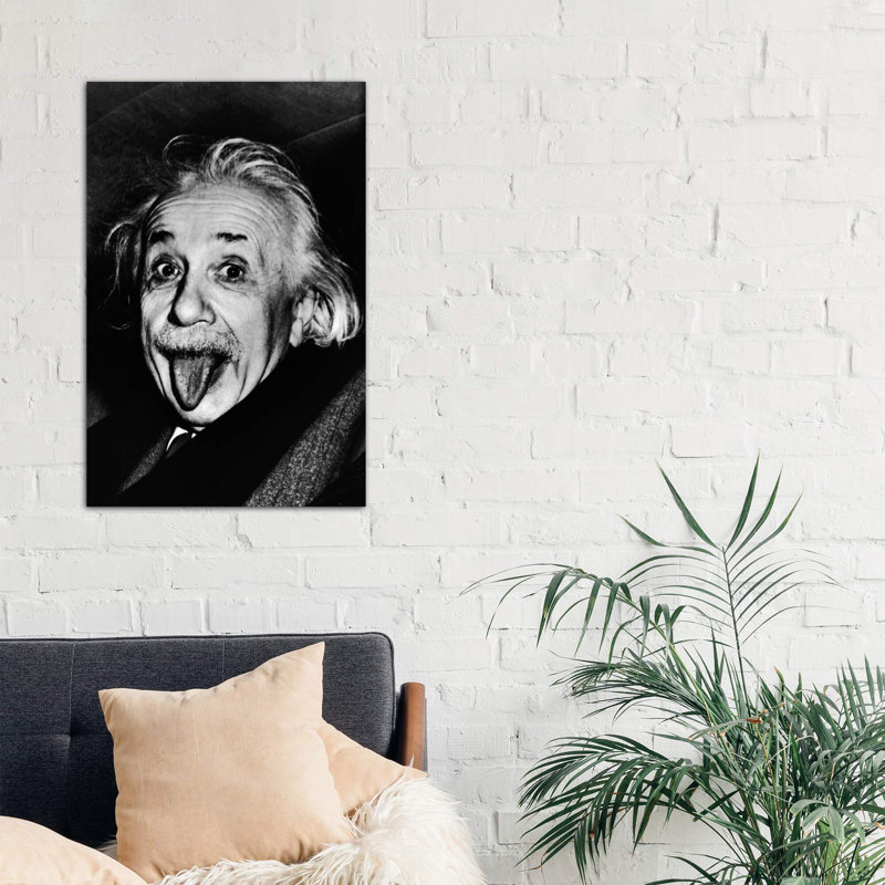 Albert Einstein, Sticking His Tongue Out by Arthur Sasse - Print on Canvas, 30.48 cm H x 45.72 cm W, No Frame