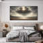 Très grande reproduction d'art sur toile - Île flottante avec lumière cascade et ciel dramatique, décoration pour le salon ou la chambre à coucher - «Assemblage requis du cadre (cadre non fini)»-1086603456