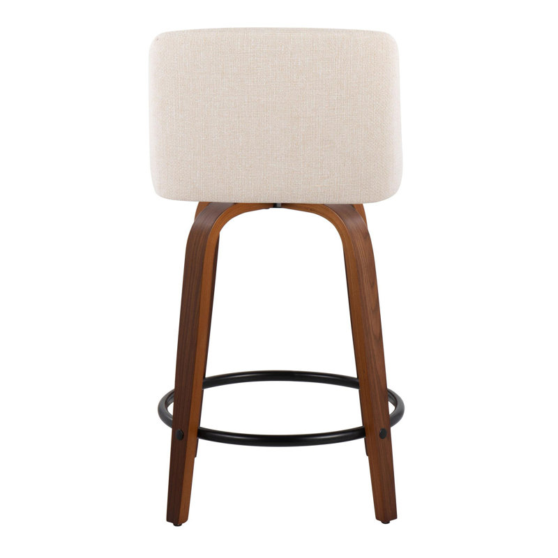 Tabouret de comptoir pivotant 24,25 po Lakyia (ensemble de 2), Noyer / noir, Crème