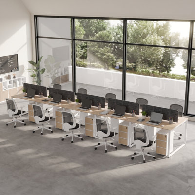 Ensemble de bureau pour 10 personnes Okeysen avec 10 chaises certifiées BIFMA et 10 classeurs