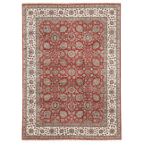 Hand Knotted Wool Area Rug in Red And Ivory