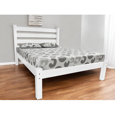 White Solid Wood Full Bed Frame