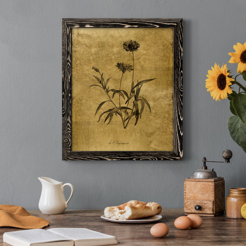 Toile encadrée dorée I-Premium Botanical, Cadre noir, H 44 po x l 31 po x P 1 po