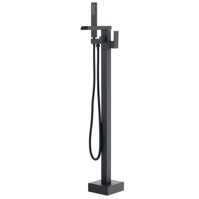 1 Handle Floor Freestanding Tub Filler with Diverter, Matte Black