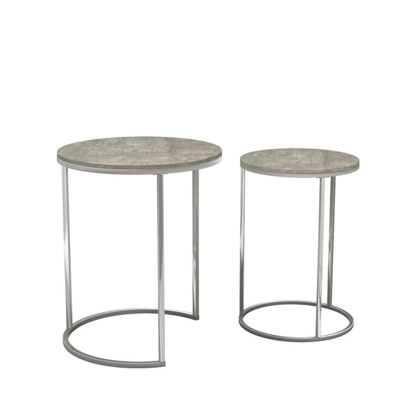 Shalyssa Solid Wood Coffee Table, Chrome, Concrete