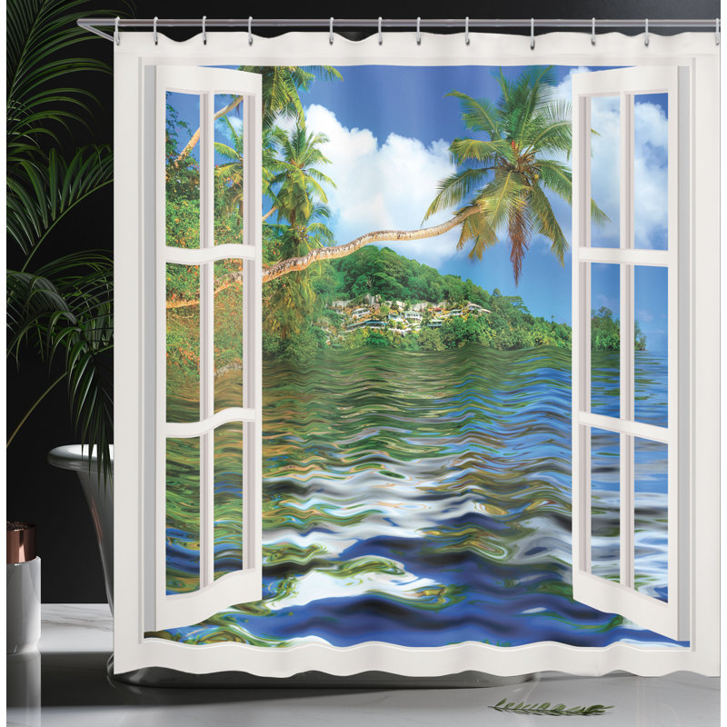 Shower Curtain with Hooks Included, 75" H x 69" W