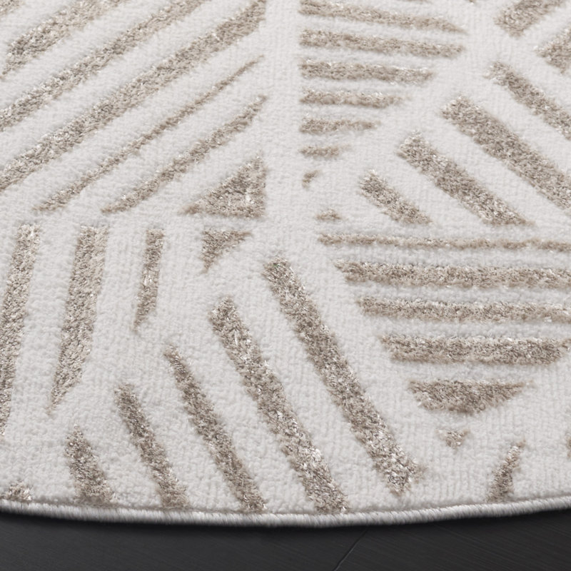 Tapis ivoire / gris Maya 116, Rond 6 pi 7 po