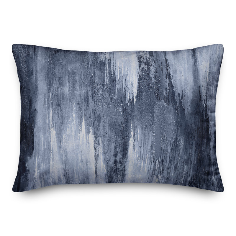 Abstract Outdoor Reversible Throw Pillow, Blue