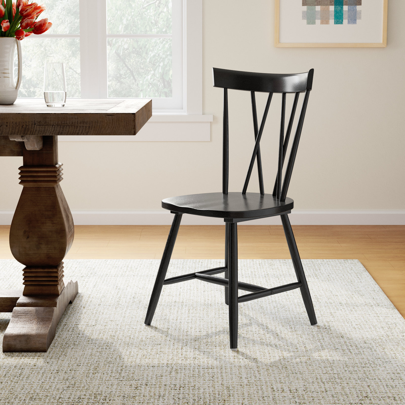Porschia Cross Back Side Chair, Black